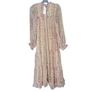 Shop Stevie Sonia Floral Midi Dress Women’s S Tiered Ruffle Boho Cottagecore NWT